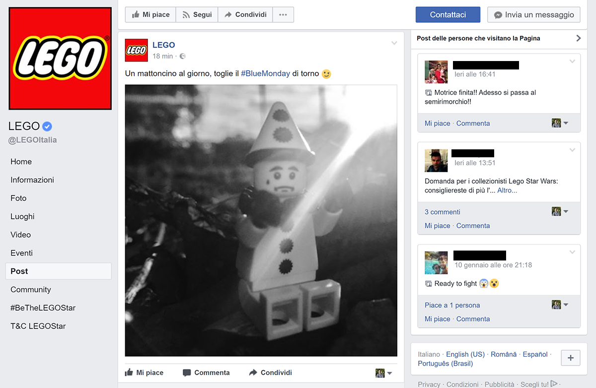 Pagina Facebook Lego